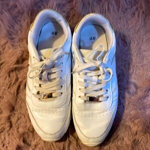 H&M White & Gold Sneakers Women’s 8.5